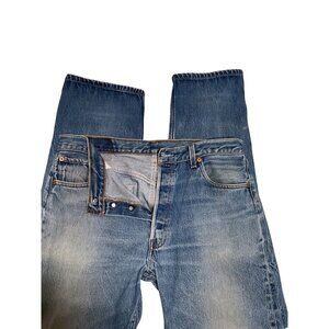 Vintage Levis 501 Mens Jeans 36x36 Button Fly Classic Blue Distressed Denim